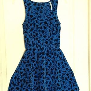 Reformed Blue and Black All over Heart Print Dress